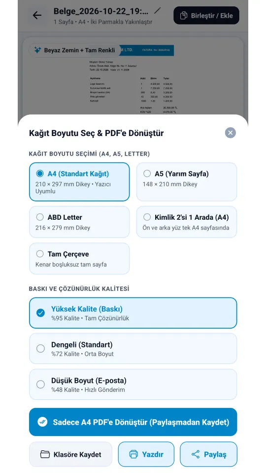 PDF kâğıt boyutu / PDF paper size