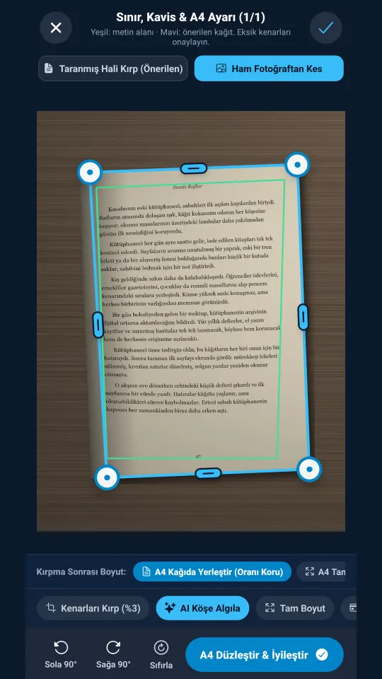 Kitap sayfası kırpma / Book page crop